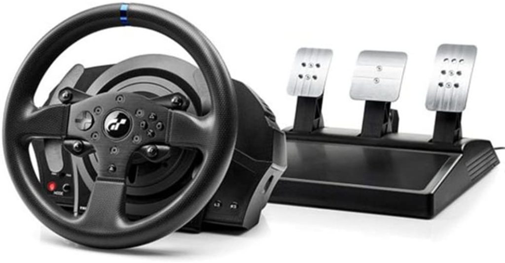 Volant Thrustmaster T300 RS en édition GT avec pédalier comprenant un embrayage